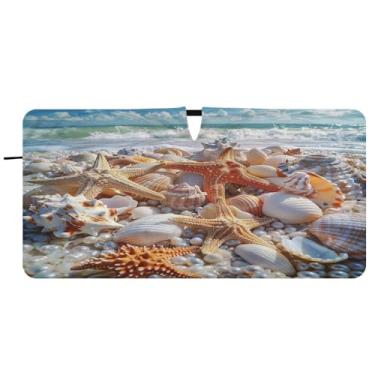 Imagem de Blueangle Belo para-sol para para-brisas de praia tropical - 149.9 cm x 76.2 cm dobrável carro janela frontal bloqueia raios UV viseira de sol (668)