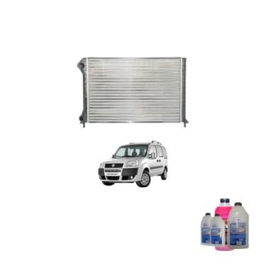 Imagem de Kit Radiador Doblo Com Ar + Aditivo Radnaq T5 Vermelho + Água Desmineralizada