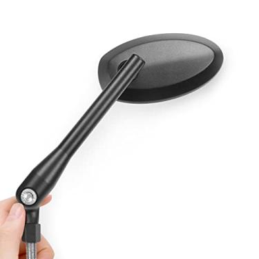 Imagem de KiWAV Trusti Aftermarket Retrovisor Preto Oval Espelhos 5/40.6 cm 10 mm Adaptadores Universal Compatível com Harley Davidson e Bicicletas Métricas, um par