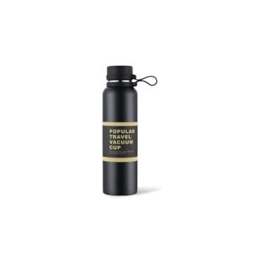 Imagem de Garrafa Térmica Inox, 1 Litro, Preta, Parede Dupla, Isolamento à Vácuo, Mantém Gelado 24h e Quente 12h, 32cm x 8,5cm