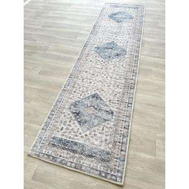 Imagem de Tapete persa moderno envelhecido, terracota vintage inspirado medalhão geométrico grande tapetes para sala de estar, quarto, banheiro, cozinha, casa (859NC, 2'12.7 cm x 13')