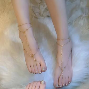 Imagem de Pulseira/tornozeleira com franjas vintage – Acessório de estilo boho étnico exótico para praia e litoral – Joias de corrente de borla retrô para mulheres, Medium, Aço inoxidável, Zircônia cúbica