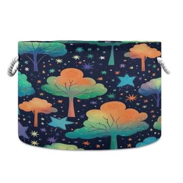 Imagem de WELLDAY Cesta de corda de algodão floresta cesta de lavanderia de bebê para sala de estar, lavanderia, berçário, travesseiros, decoração de casa