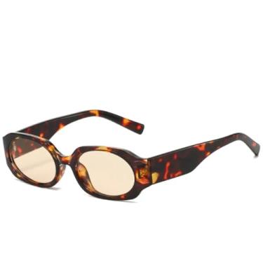 Imagem de Óculos de sol quadrados retrô da moda, femininos, luxuosos, armação pequena, masculinos, para dirigir, para viagens, UV400 (Champanhe Leopardo)