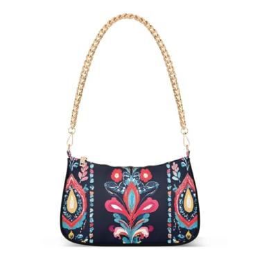 Imagem de CEBUGI Bolsas transversais femininas bolsa de ombro boho floral bolsa clutch elegante com alça de corrente
