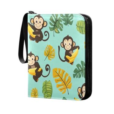 Imagem de Wassud Fichário de 4 bolsos para cartões colecionáveis de macaco fofo comporta 400 cartões padrão, álbum TCG CCG MTG, presentes para colecionadores, meninos e meninas