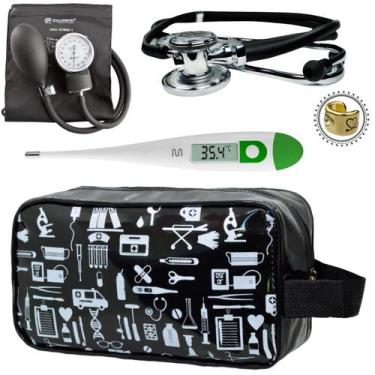 Imagem de Kit Aparelho Pressão Estetoscópio Estampado Incoterm, Preto