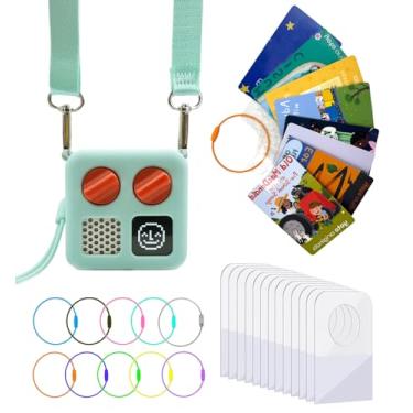 Imagem de Capa de silicone para Yoto Mini e porta-cartões para Yoto Cards, jaqueta protetora de silicone Adventure com alça de ombro, 200 abas de 10 laços, bolsa de viagem infantil, acessórios Yoto, Aqua