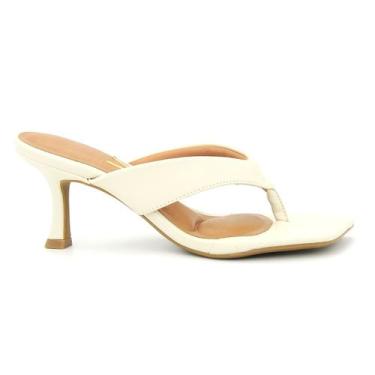 Imagem de Tamanco Feminina Vizzano 6536.101 Salto Baixo Fino Dedo, 37, Off, Whit