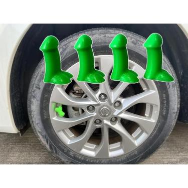 Imagem de 4 peças de tampas de haste de válvula de pneu de brincadeira capas herméticas engraçadas à prova de poeira capa de haste de válvula antiferrugem, acessórios externos de pneu de roda de carro para
