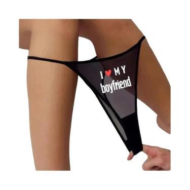 Imagem de Calcinha G-String Sexy Feminina Em Rede Transparente Com Estampa De Le