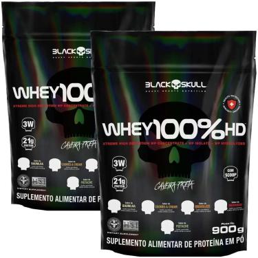 Imagem de Kit 2x Whey 100% Hd Refil 900g - Black Skull Sabor Cookies-Unissex
