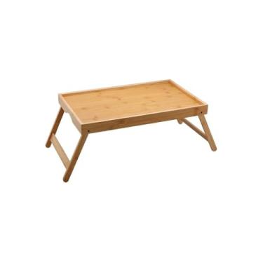 Imagem de Bandeja Dobrável Multiuso em Bambu, 50x30x24cm, Suporte para Café, Chá, Frutas, Mesa de Trabalho, Organizador