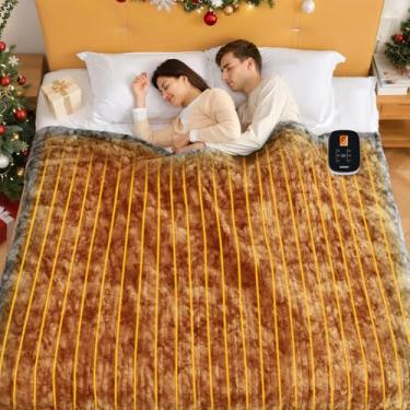 Imagem de WOOMER Cobertor aquecido tamanho solteiro 157,5 cm x 213,4 cm, cobertor elétrico com temporizador de 0,5 a 12 horas e 10 níveis de aquecimento, certificado ETL, pele sintética dupla face cinza mármore
