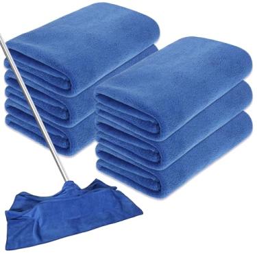 Imagem de Anmrept 6 peças de pano de limpeza de microfibra extra grande toalhas de microfibra reutilizáveis toalha de limpeza lavável grossa para casa, escritório, janelas, pisos e carros, 76 x 50 cm (azul)