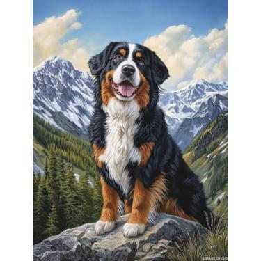 Imagem de UPABLUNSO DIY Bernese Mountain Dog Pintura Diamante 30,5 x 40,6 cm, Kits de Brocas Redondas, Arte em Mosaico para Adultos Relaxar Decoração de Parede de Casa Presente Festival