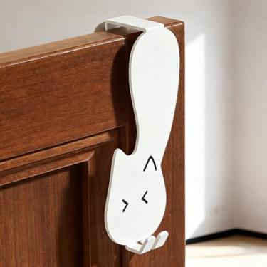 Imagem de Pacote com 2 ganchos sobre a porta em forma de gato, solução de pendurar sem adesivo para toalhas e roupões - Cabide de porta de metal forte para banheiro, cozinha, quarto e decoração de escritório