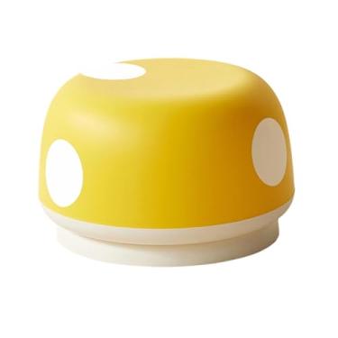 Imagem de Fenteer Puf em formato de cogumelo para usar embaixo da mesa, sofá ou como apoio para os pés. Puf para trocar sapatos, em formato de estábulo com desenho, Amarelo