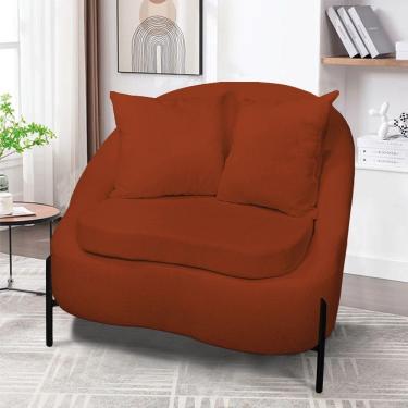 Imagem de Poltrona Decorativa Orgânica Pé De Metal Preto Zaya Bouclê C05 - D'rossi Terra