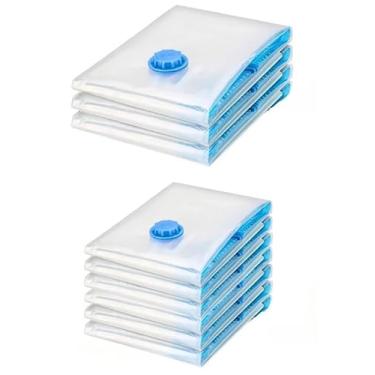 Imagem de Kit Saco a Vacuo Organizador 50x60 60x80 70x110 Viagem Medidas Inclui Bomba Elétrica Manual(8 Sacos (M e G))