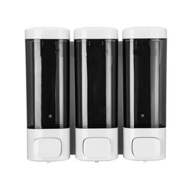 Imagem de POCREATION 3 Dispensador de Sabonete para Chuveiro Com 3 Câmaras, Dispensador Líquido de Banheiro de Parede Sem Furação Com Bombas à Prova de Vazamento e Botões Grandes, para Xampu