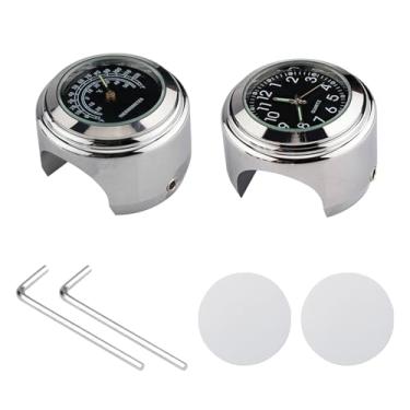 Imagem de Relógio Termômetro para Guidão de Moto e Bicicleta Universal substituição guidões 22mm-25 4mm 7 8-1 em liga alumínio