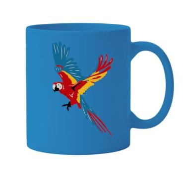 Imagem de Caneca de Cerâmica Branca com Estampa de Arara Vermelha, Azul e Amarela, Design Tropical de Pássaro (5, Azul, Pequeno)
