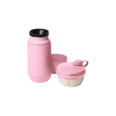 Imagem de Garrafa Térmica de Mesa, 250ml, Rosa, Ampola de Vidro e Plástico, 8 Horas Quente, 12 Horas Fria, Livre de BPA, 17x8cm