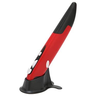 Imagem de KIMISS Mouse óptico Sem Fio Com Caneta de Bolso - Mouse Sem Fio USB de 2,4 GHz Com 800/1200/1600 DPI Ajustável, Alarme de Baixa Tensão, Design Compacto para Fácil Portabilidade (Vermelho)