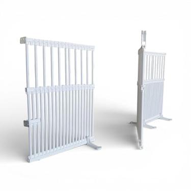 Imagem de Portão Proteção Jardim Piscina e Escadas 5cm entre as grades 60cm 100cm Altura Portão de Segurança para Criança e Pet Cores Preto ou Branco Forte Seguro(Branco | 100cm Altura, 147cm | Comprimento)
