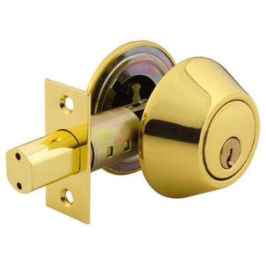 Imagem de Fechadura de cilindro único Yale 820R-C3-4 Barricada de segurança, latão polido