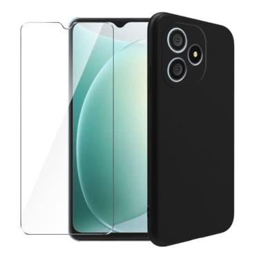 Imagem de WDMYLFTW Capa para Blackview Wave 9C + película protetora de tela de vidro temperado - capa protetora de TPU (preta)