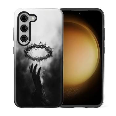 Imagem de WANKBLC Capa brilhante compatível com Samsung Galaxy S23 para meninas e meninos, design de corpo inteiro, silicone macio, proteção contra arranhões, padrão maluco, preto, cinza, fumaça, mão, coroa