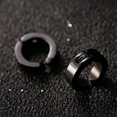 Imagem de Generic Manguito de Clipe de Orelha de Aço Inoxidável Elegante para Decoração Exclusiva 1 par de Superfície Lisa Azul (Preto brilhante)