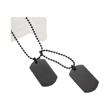 Imagem de Colar Militar Masculino De Aço Inoxidável Com Duplo Pingente De Identi