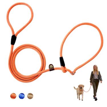 Imagem de Coleira de cachorro de 1,8 m para cães grandes, médios, guia resistente com conexão de alfaiate de couro, sem puxão, guia de treinamento durável, para caminhadas ao ar livre, brincar, acampar, quintal