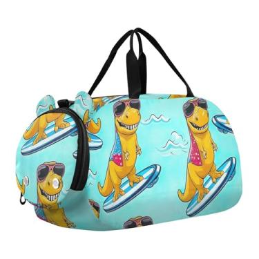 Imagem de Golden Bees Honeycombs bolsas de viagem pretas para meninas, bolsas de viagem para fim de semana, bolsa esportiva infantil para meninos, Prancha de surf amarela de desenho animado azul, Clássico