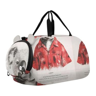 Imagem de Bolsa esportiva para meninos elegante roxo e branco com buquê de íris durante a noite, bolsa de viagem para meninas, bolsa esportiva, Camisa havaiana vintage coala, Clássico