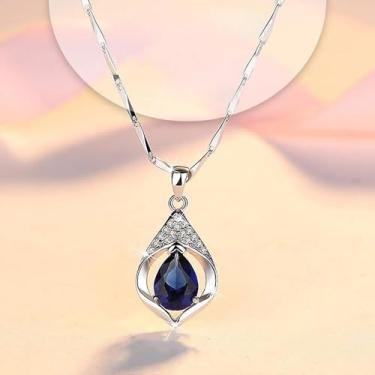 Imagem de Colar feminino com pingente de zircônia cúbica de pera de luxo versátil e elegante, 40cm 5cm, Metal, Zircônia cúbica