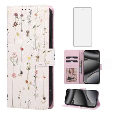 Imagem de Asuwish Capa de celular para Google Pixel 9 Pro XL/10 Pro XL carteira celular com protetor de tela com bloqueio de RFID, porta-cartão de flor, suporte para Pixel9 9Pro Nine Pixel10 10Pro LX flores