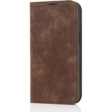 Imagem de CYSUE Capa carteira magnética para iPhone 14/14 Plus/14 Pro/14 Pro Max, capa de telefone de couro PU premium com slots de cartão Kickstand Flip Notebook, 14 Pro (Cor: marrom2, Tamanho: 14)