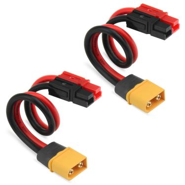 Imagem de WMYCONGCONG 2 peças 12AWG XT60 para Anderson adaptador XT60 macho para cabo conector Anderson para bateria RC estação de energia solar portátil e painel solar
