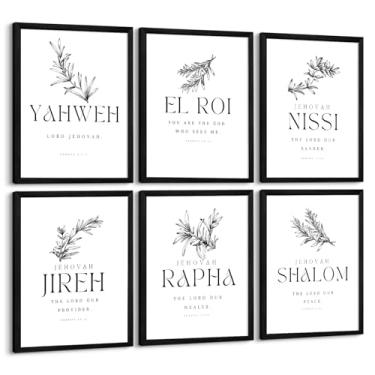 Imagem de Arte de parede hebraico cristão nomes de Deus versículo bíblico tela escritura decoração de parede arte minimalista Jesus imagens modernas cristãs arte pôster arte versículo bíblico impressões para