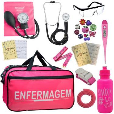 Imagem de Kit Enfermagem Academico Aparelho Pressao Estetoscópio Bolsa Multi Inc