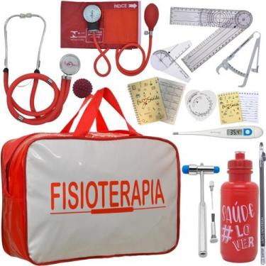 Imagem de Kit Bolsa Fisioterapia Acadêmico Goniômetro Martelo Buck Fita Antropom