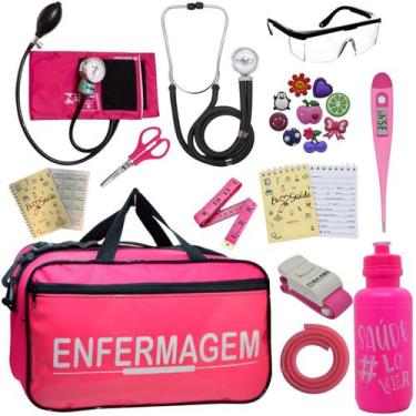 Imagem de Kit Enfermagem Academico Aparelho Pressao Estetoscópio Bolsa Multi P.A