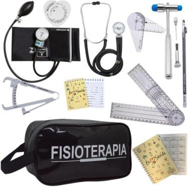 Imagem de Kit Fisioterapia Necessaire Estampada Goniometro Martelo Buck Fita Imc