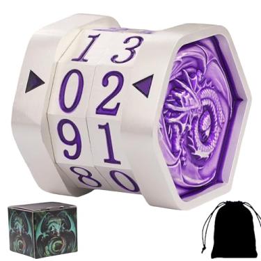 Imagem de ALOBGHDC Metal MTG Life Counter Wheel Metal Magic Life Counter MTG Health Tracker MTGs Bases com símbolo de dragão para jogos de tabuleiro, jogos de cartas, TTRPGs, compatível com MTGs (pérola