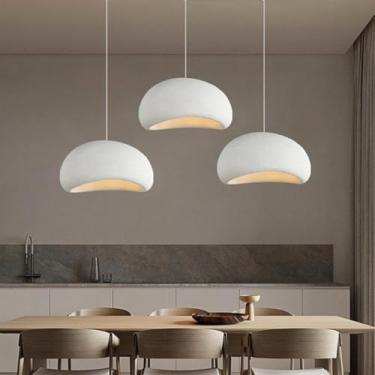 Imagem de Luminária pendente moderna para sala de jantar, ilha de cozinha, corredor, restaurante, estilo wabi sabi, com base E27, cúpula criativa em formato de pedra simulada, design de ninho de pássa