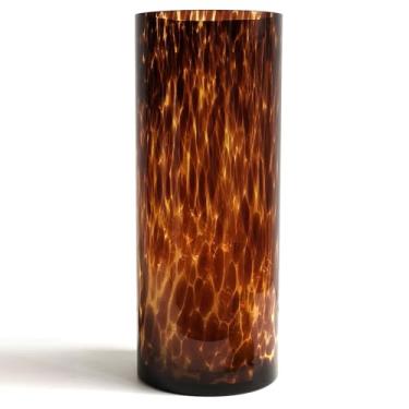 Imagem de Vaso de vidro leopardo de alto luxo de 25,4 cm — Peça central exclusiva e moderna marrom âmbar para decoração de casa, vaso elegante para uso diário